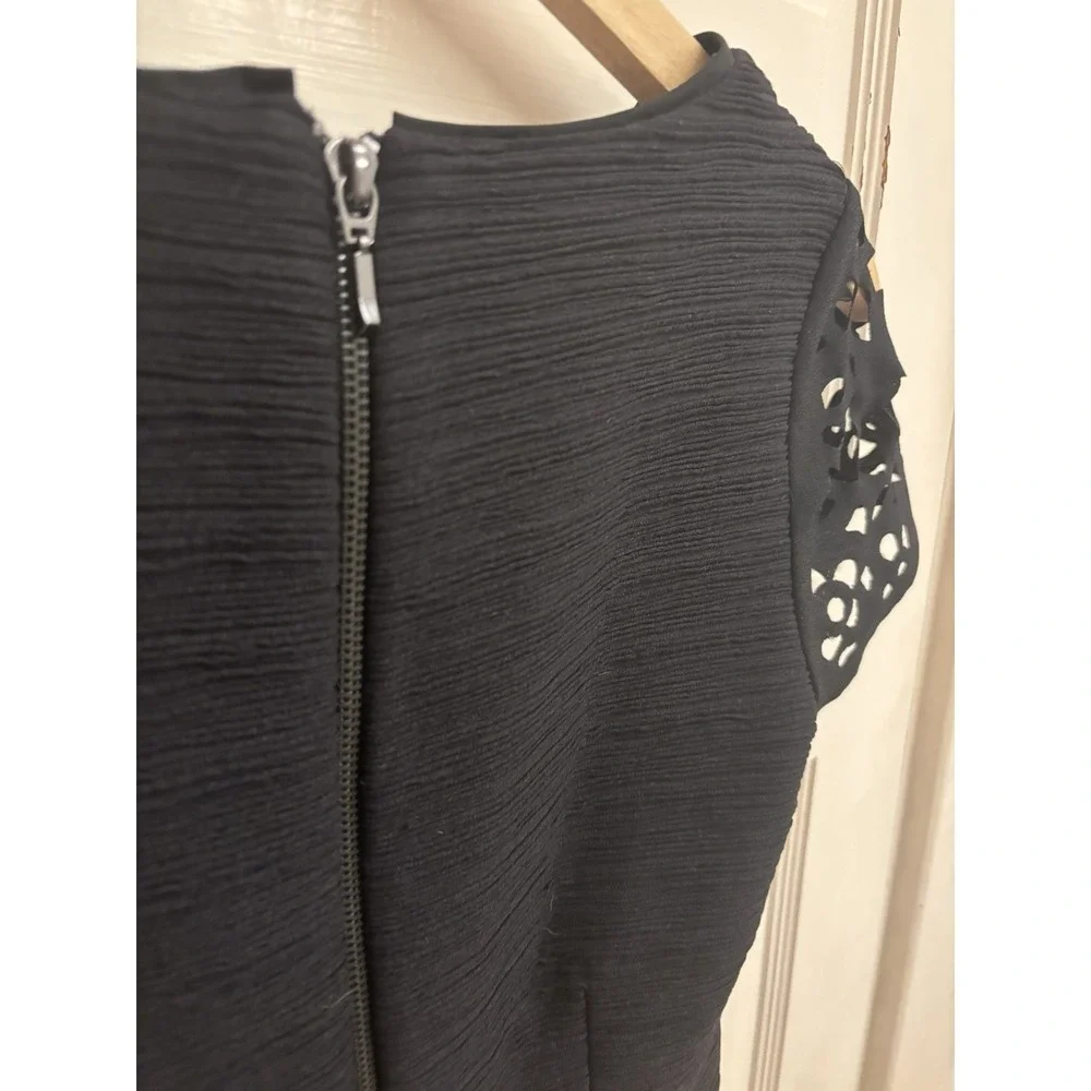 Maeve Anthropologie Women's Black Basalt‎ Laser Cut Sheath Dress Size 6 $198
